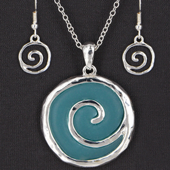 Fashion Jewelry Jewelry - Cultured Sea Glass Pendant Necklace Set Turquoise